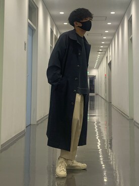 「epnok（エプノック）のアイテム（ステンカラーコート）」を使った、Kaiseiさん（メンズ・164cm）の秋コーディネート