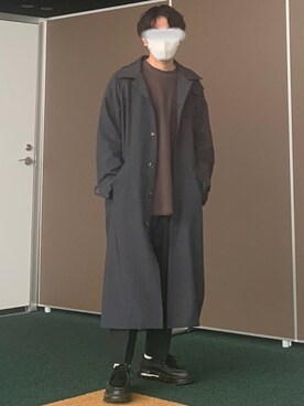 「epnok（エプノック）のアイテム（ステンカラーコート）」を使った、Kaiseiさん（メンズ・164cm）の秋コーディネート