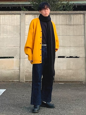 「Adoon plain（アドーンプレーン）のアイテム（デニムパンツ）」を使った、Kaiseiさん（メンズ・164cm）の冬コーディネート