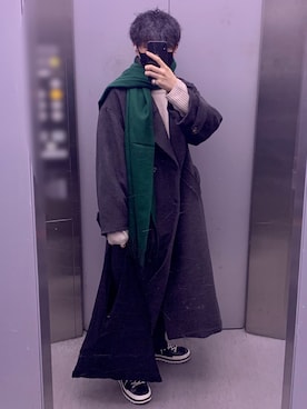 「epnok（エプノック）のアイテム（チェスターコート）」を使った、Kaiseiさん（メンズ・164cm）の冬コーディネート