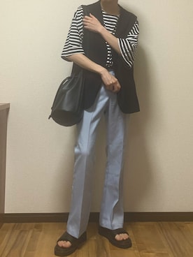 「Adoon plain（アドーンプレーン）のアイテム（その他パンツ）」を使った、Kaiseiさん（メンズ・164cm）の夏コーディネート