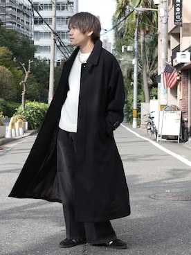 「アイテム（ステンカラーコート）」を使った、KE-ICHIさん（メンズ・177cm）の秋コーディネート