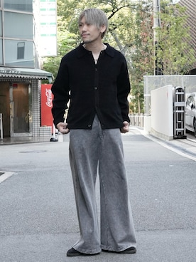 「アイテム（スウェットパンツ）」を使った、KE-ICHIさん（メンズ・177cm）の秋コーディネート