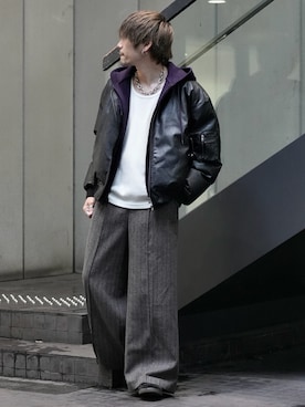 「アイテム（MA-1）」を使った、KE-ICHIさん（メンズ・177cm）の秋コーディネート