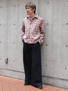 「CASPER JOHN（キャスパージョン）の15oz baggy denim pants/15ozバギーデニムパンツ（デニムパンツ、ブルー系）」を使った、KE-ICHIさん（メンズ・177cm）の春コーディネート