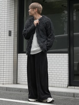 「アイテム（カーディガン/ボレロ）」を使った、KE-ICHIさん（メンズ・177cm）の秋コーディネート