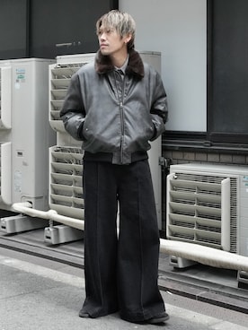 「アイテム（MA-1）」を使った、KE-ICHIさん（メンズ・177cm）の冬コーディネート