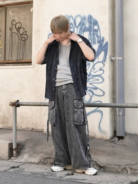 「アイテム（トップス）」を使った、KE-ICHIさん（メンズ・177cm）の夏コーディネート