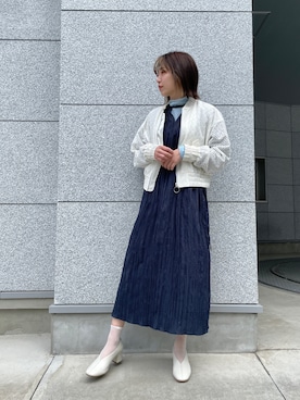 「アイテム（MA-1）」を使った、清水 みゆきさん（レディース・157cm）の冬コーディネート