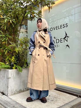「アイテム（トレンチコート）」を使った、清水 みゆきさん（レディース・158cm）の秋コーディネート