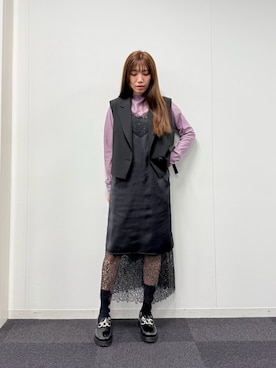 「アイテム（ソックス/靴下）」を使った、清水 みゆきさん（レディース・158cm）の秋コーディネート