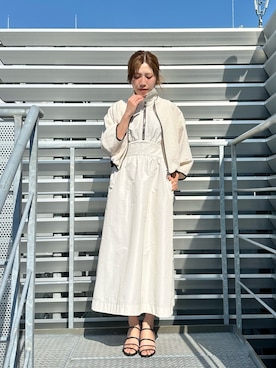 「オールホワイト」｜「アイテム（ブルゾン）」を使った、清水 みゆきさん（レディース・158cm）の春コーディネート
