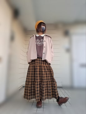 「スウェットコーデ」｜「アイテム（ハンチング/ベレー帽）」を使った、nyaopandaさんさん（レディース・163cm）の冬コーディネート
