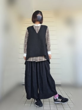 「rps（アールピーエス）のアイテム（ベスト）」を使った、nyaopandaさんさん（レディース・163cm）の秋コーディネート