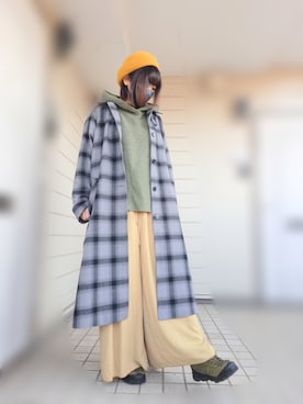 「アウターコーデ」｜「アイテム（ハンチング/ベレー帽）」を使った、nyaopandaさんさん（レディース・163cm）の冬コーディネート