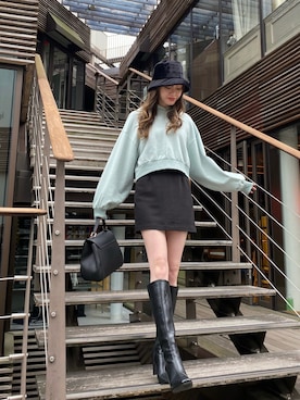 「LIPSERVICE（リップサービス）のアイテム（帽子）」を使った、あやちゃるさんさん（レディース・163cm）の冬コーディネート