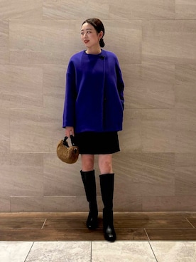 「アイテム（ノーカラーコート）」を使った、MIREIさん（レディース・165cm）の秋コーディネート