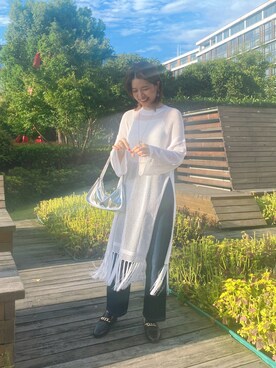 「ADAM ET ROPE'（アダムエロペ）のSILVERフォルムネックレス（ネックレス）」を使った、しちゃんさん（レディース・166cm）の秋コーディネート