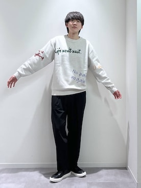 「GLOBAL WORK（グローバルワーク）のアーバンクリーンワイド/576869（その他パンツ、ブラック系）」を使った、おませさん（メンズ・175cm）の春コーディネート