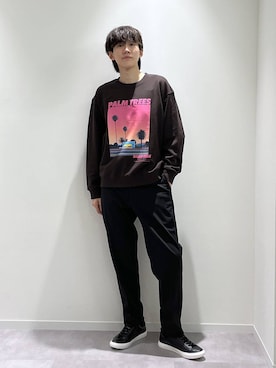 「アイテム（スラックス、ブラック系）」を使った、おませさん（メンズ・175cm）の秋コーディネート