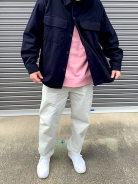 「GU（ジーユー）のアイテム（ノーカラージャケット）」を使った、　のんぴさん（メンズ・176cm）の冬コーディネート