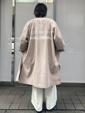 「A4A（エーフォーエー）のアイテム（ステンカラーコート）」を使った、TAIGAさん（メンズ・168cm）の春コーディネート
