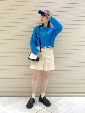 「襟付きトップス」｜「アイテム（キャップ）」を使った、harumi ootukaさん（レディース・155cm）の春コーディネート