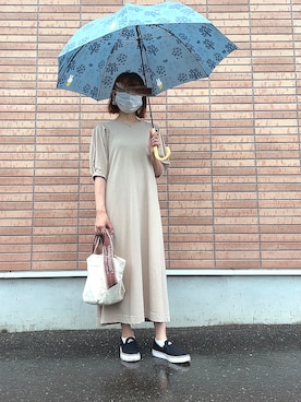 「ワンピース×スニーカー」｜「アイテム（スリッポン）」を使った、ちろさん（レディース・152cm）の夏コーディネート