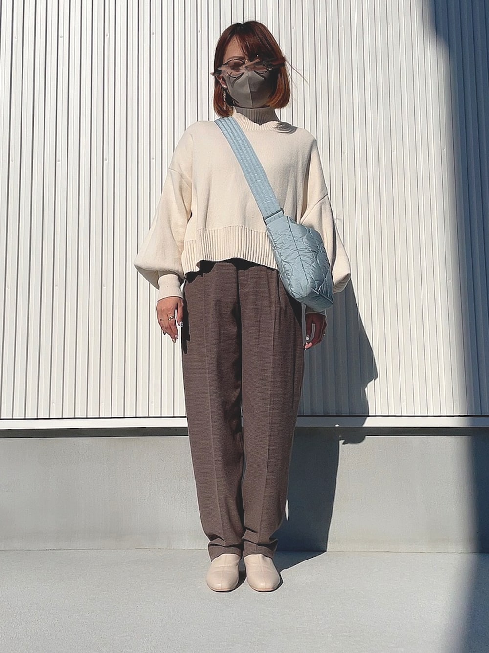 JEANASIS  Wフェイスショートハイネックプルオーバー タートルネック JEANASIS ショート ハイネック くすみブルー トップス｜Yahoo!フリマ