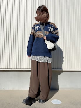 「アイテム（ネックレス）」を使った、ちろさん（レディース・152cm）の秋コーディネート