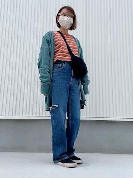 「ニコアンド」｜「アイテム（スリッポン）」を使った、ちろさん（レディース・152cm）の春コーディネート