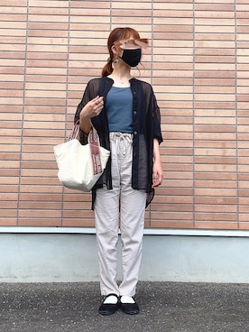 「アイテム（タンクトップ、グレー系）」を使った、ちろさん（レディース・152cm）の夏コーディネート