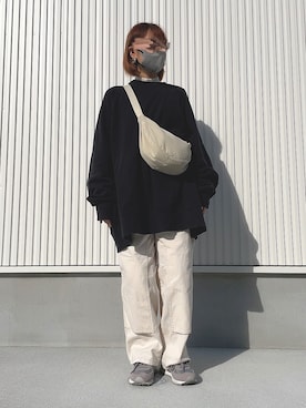 「ニコアンド」｜「アイテム（スウェット）」を使った、ちろさん（レディース・152cm）の冬コーディネート