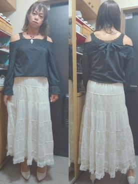 「女装」｜「アイテム（その他アウター）」を使った、メグミ   ☆海乃  恵さん（レディース・171cm）の冬コーディネート