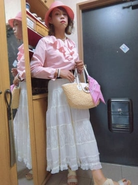 「ヒラキ（ヒラキ）のアイテム（サンダル、ホワイト系）」を使った、メグミ   ☆海乃  恵さん（171cm）の夏コーディネート