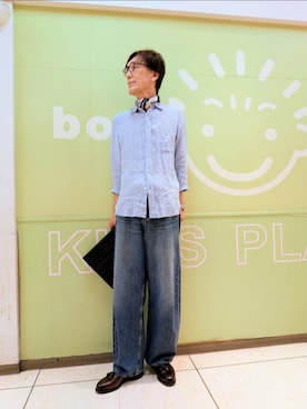 「アイテム（クラッチバッグ）」を使った、abataroさん（メンズ・180cm）の夏コーディネート