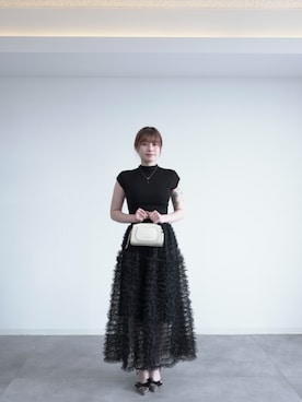 「DRESS PLUS（ドレスプラス）のリブカットソー リブ編みT レディース（T Shirts、ブラック系）」を使った、DRESS PLUSさん（レディース・168cm）の春コーディネート