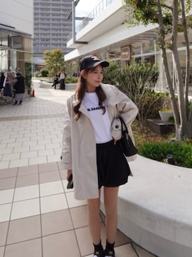「DRESS PLUS（ドレスプラス）のトレンチコート Aライン 裏地付き アウタ（Trenchcoat、ホワイト系）」を使った、DRESS PLUSさん（レディース・168cm）の春コーディネート