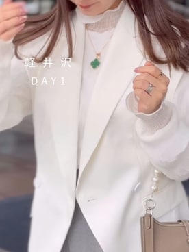 「DRESS PLUS（ドレスプラス）のジャケット風に羽織れてジレベスト（Vest、ホワイト系）」を使った、DRESS PLUSさん（レディース・168cm）の春コーディネート