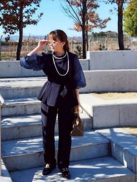 「アイテム（パンツドレス）」を使った、DRESS PLUSさん（レディース・165cm）の冬コーディネート