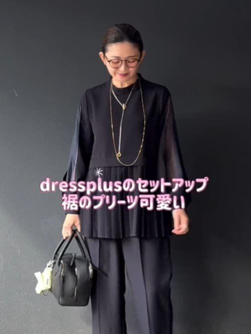 セール】プリーツ切り替え セットアップ パンツドレス（パンツドレス