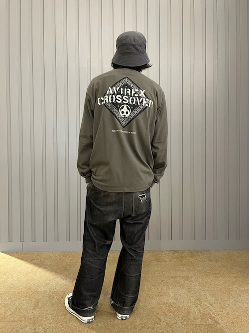 《CROSSOVER》BANDANA PATCH LONGSLEEVE T-SHIRT / バンダナ パッチ 長袖Tシャツ / AVIREX / アヴィレックス