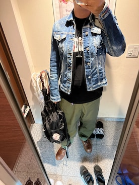 「DSQUARED2（ディースクエアード）のアイテム（デニムジャケット）」を使った、しゅうさん（メンズ・178cm）の秋コーディネート