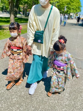 「アイテム（浴衣、グリーン系）」を使った、funky fruitsさん（キッズ・110cm）の夏コーディネート