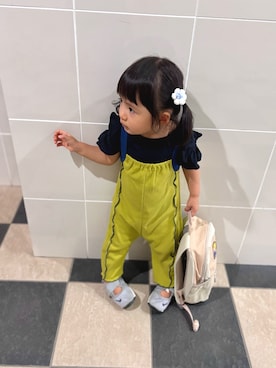「アイテム（バックパック/リュック）」を使った、eさん（キッズ・80cm）の秋コーディネート