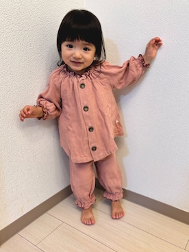 「アイテム（トップス）」を使った、eさん（キッズ・80cm）の秋コーディネート