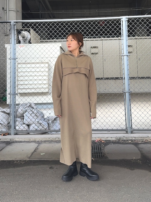 セール】ハーフZIPレイヤードニットワンピース（ワンピース）｜KBF