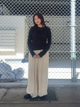 「KBF（ケイビーエフ）のシアーバルーンパンツ（その他パンツ、ホワイト系）」を使った、yukiさん（レディース・155cm）の春コーディネート