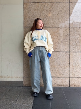 「イエベ」｜「アイテム（スウェット）」を使った、yukiさん（レディース・155cm）の冬コーディネート