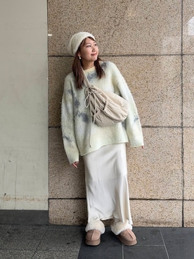 「SMELLY（スメリー）のシャギービーニー（ニットキャップ/ビーニー）」を使った、yukiさん（レディース・155cm）の秋コーディネート